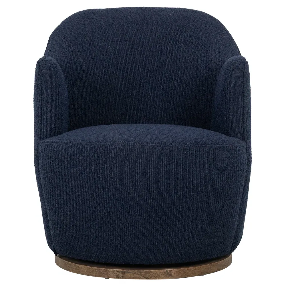 Samuel Swivel Arm Chair - Blue, Boucle