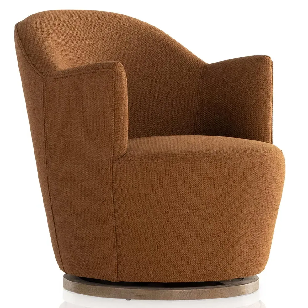 Samuel Swivel Arm Chair - Brown, Wood