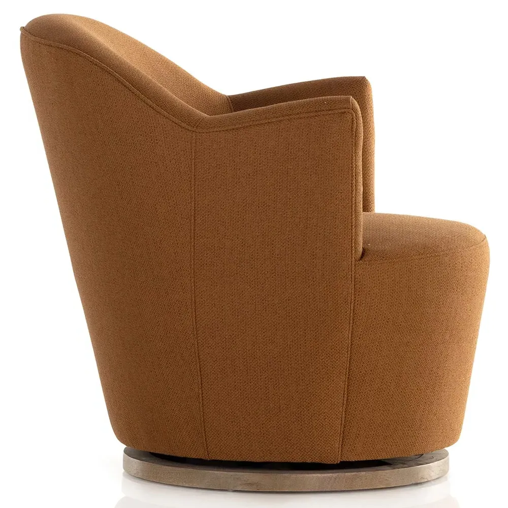 Samuel Swivel Arm Chair - Brown, Wood