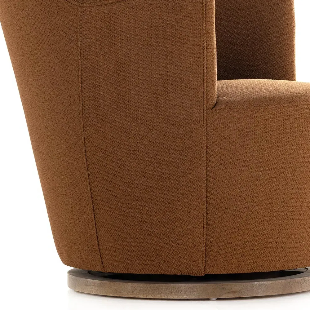 Samuel Swivel Arm Chair - Brown, Wood
