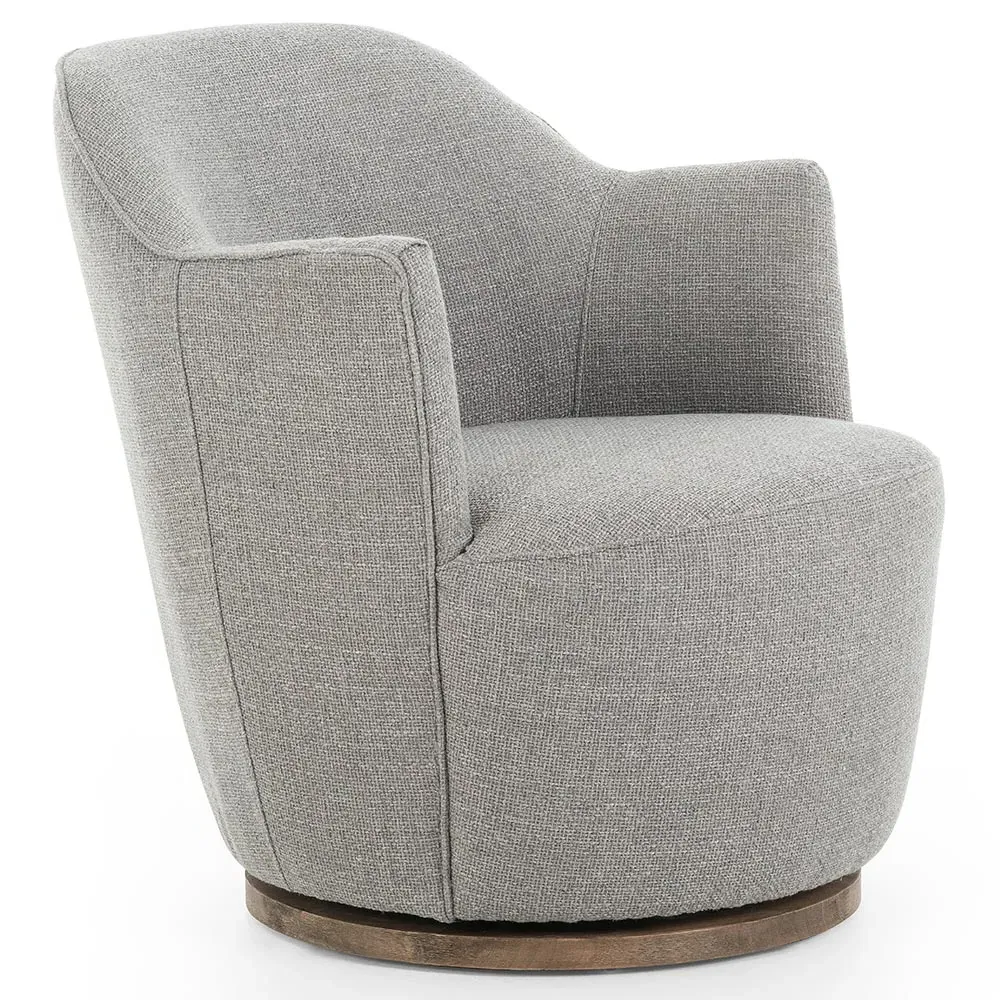 Samuel Swivel Arm Chair - Silver Grey, Performance Fabric