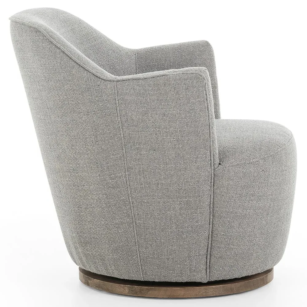 Samuel Swivel Arm Chair - Silver Grey, Performance Fabric