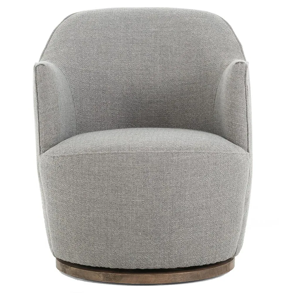 Samuel Swivel Arm Chair - Silver Grey, Performance Fabric