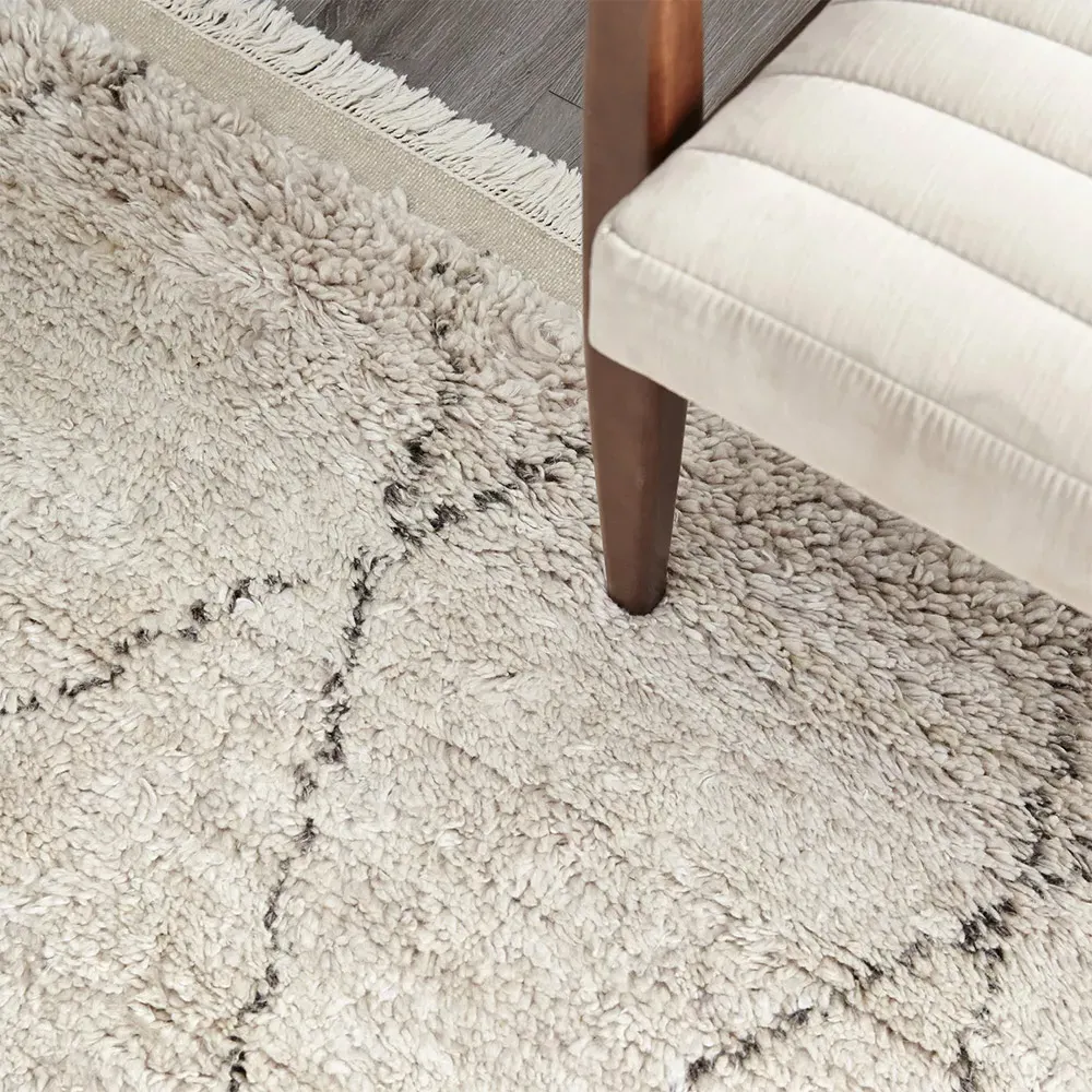 Sanaya Diamond Patterned Hand Knotted Rug - Beige, Wool