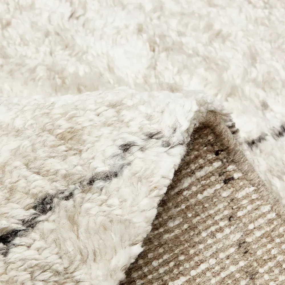 Sanaya Diamond Patterned Hand Knotted Rug - Beige, Wool