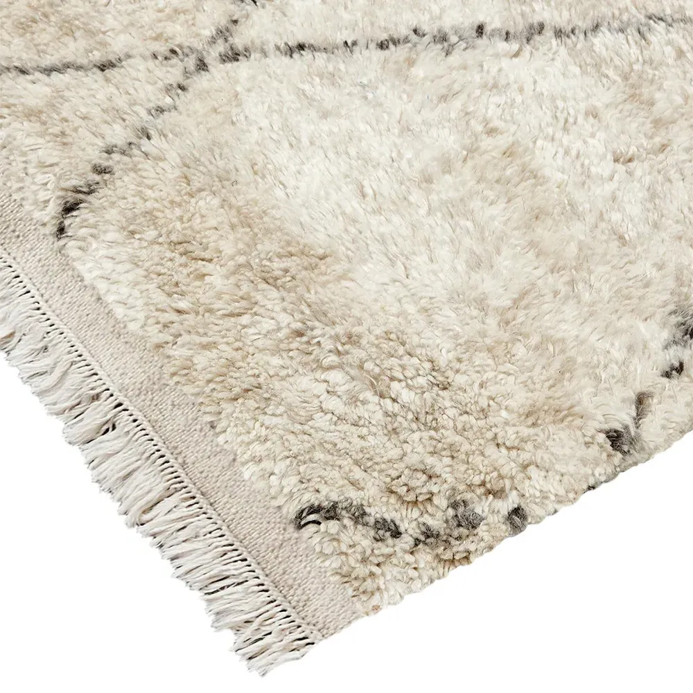 Sanaya Diamond Patterned Hand Knotted Runner - Beige, Wool
