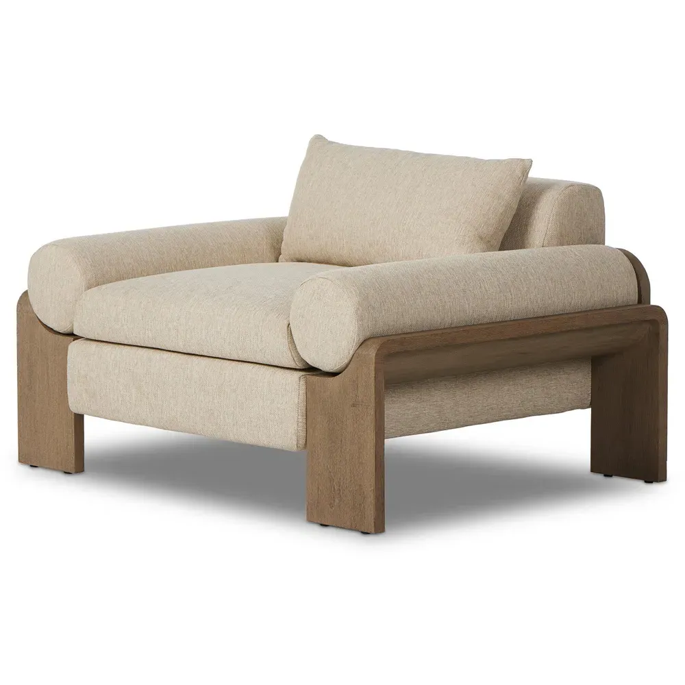 Sandari Upholstered Teak Outdoor Chair - Beige