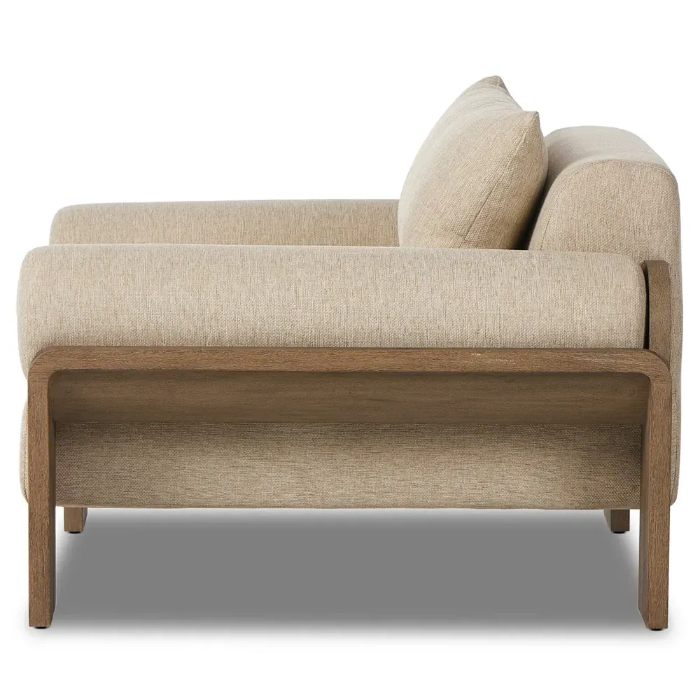 Sandari Upholstered Teak Outdoor Chair - Beige