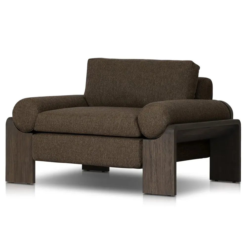 Sandari Upholstered Teak Outdoor Chair - Brown