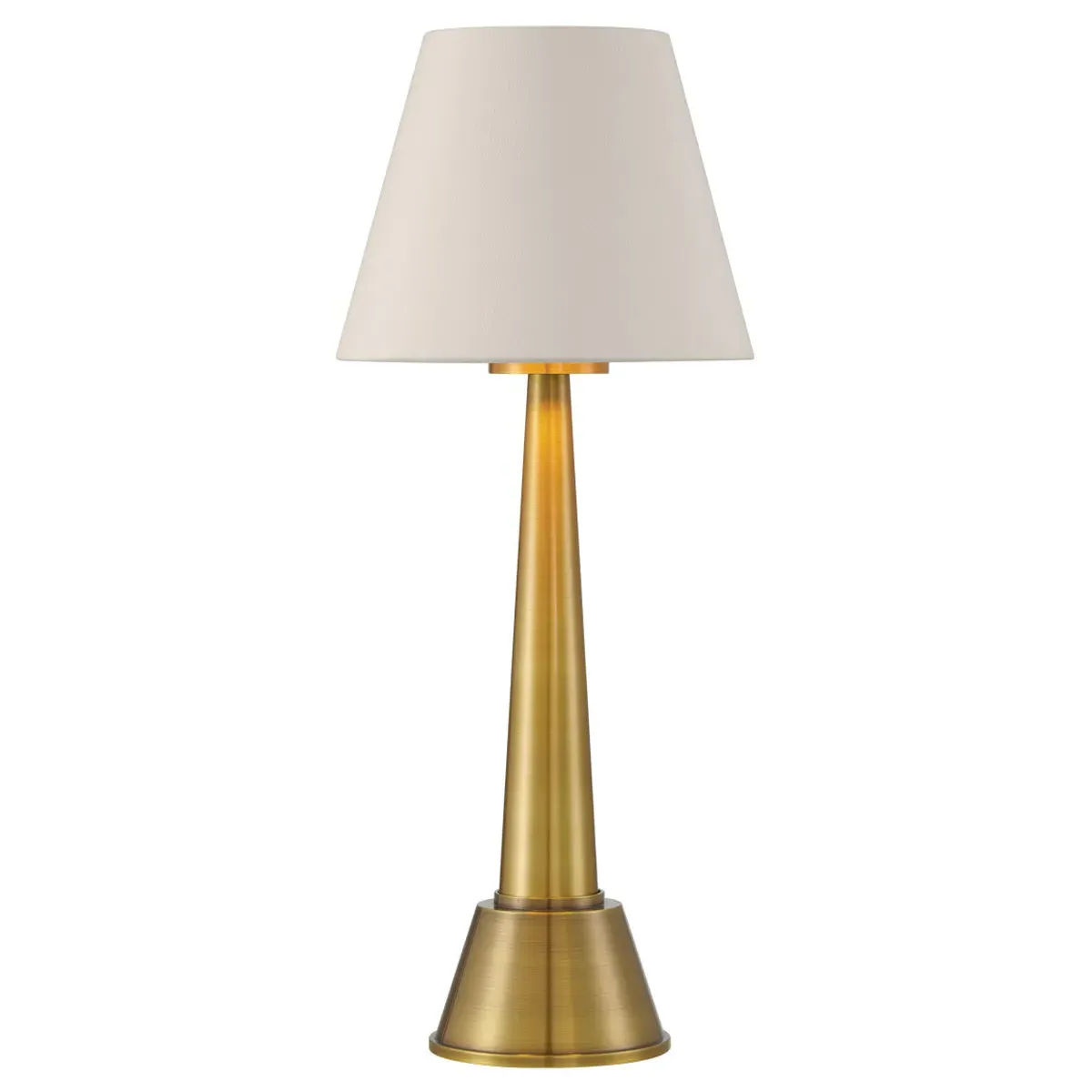 Sander Cordless Table Lamp with Silk Shade - Ivory, Brass