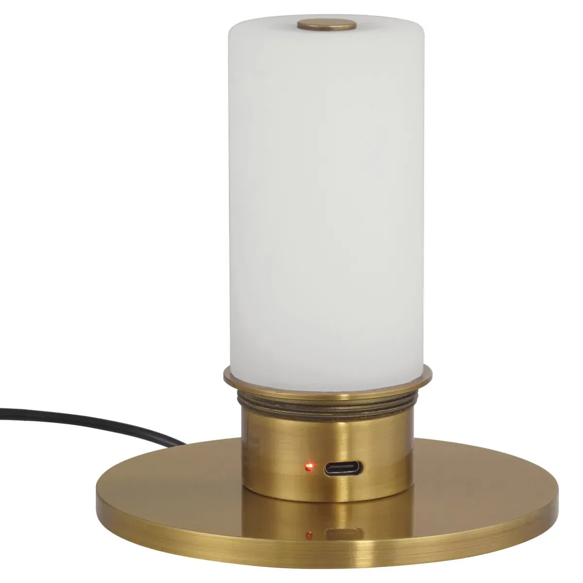 Sander Cordless Table Lamp with Silk Shade - Ivory, Brass