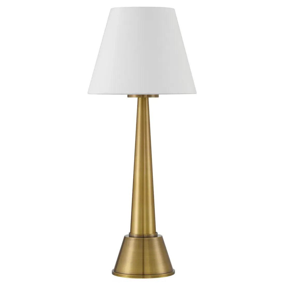 Sander Cordless Table Lamp with Silk Shade - Ivory, Brass image