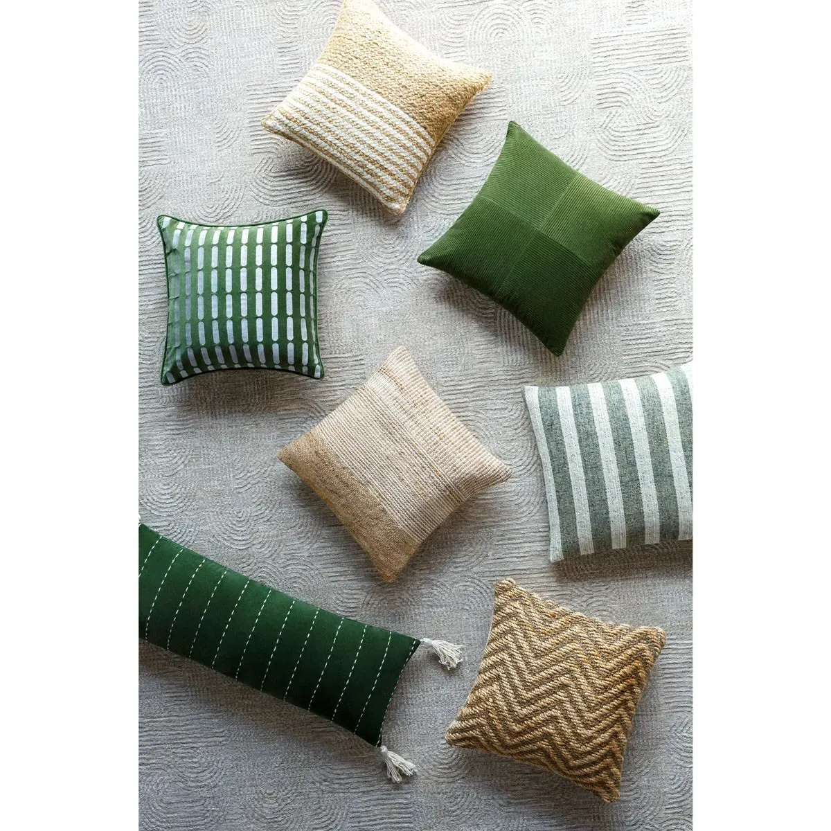 Sandor Lumbar Pillow - Green, Cotton