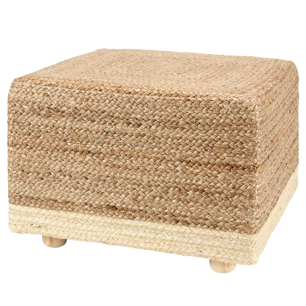 Sandra Square Pouf - Tan, Jute