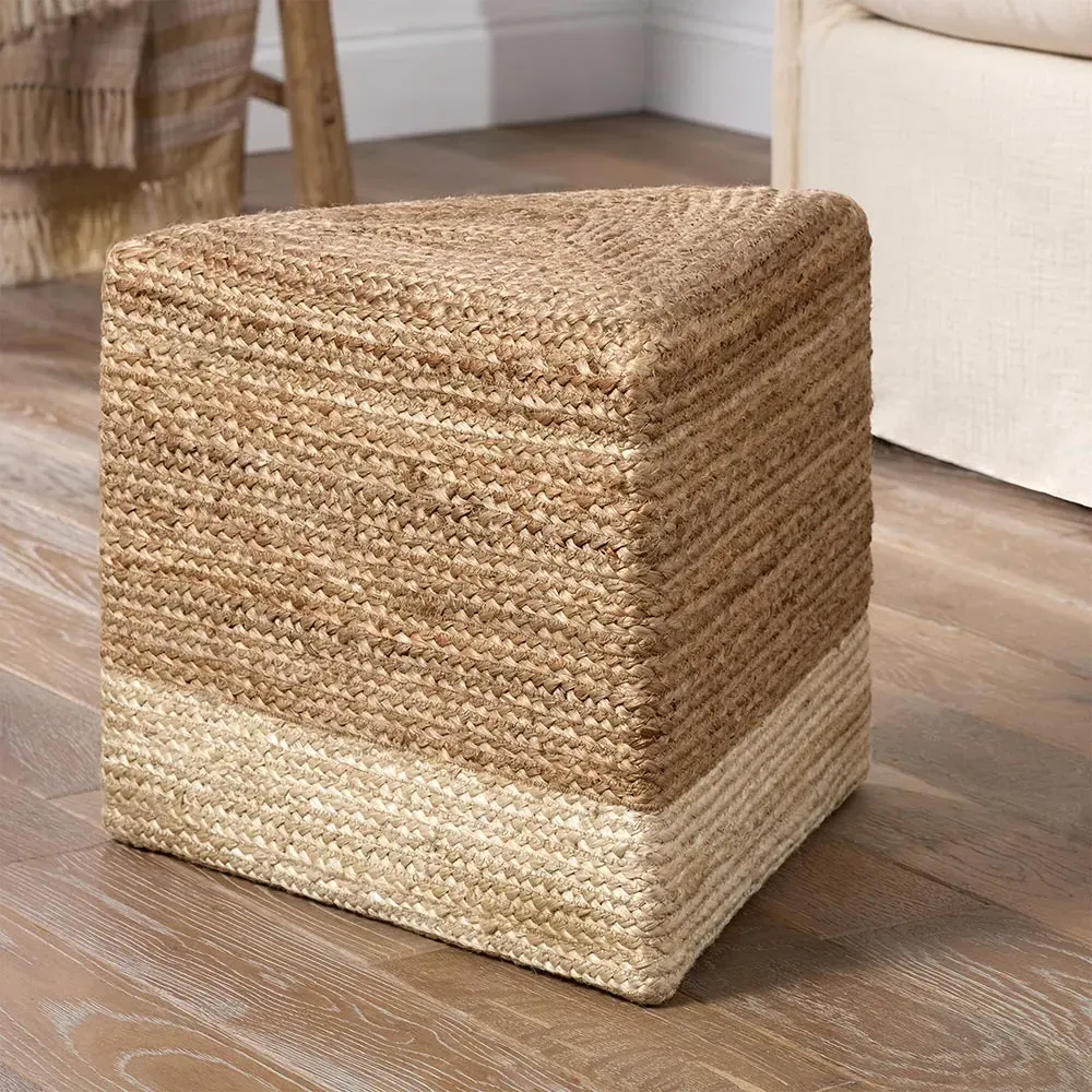 Sandra Triangle Pouf - Tan, Jute