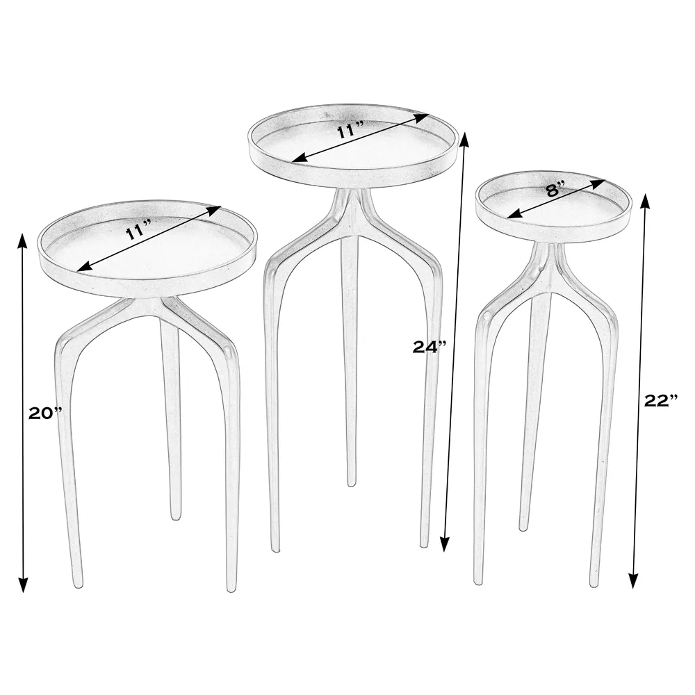 Sandrine Round Side Tables Set of 3 - Black, Aluminum