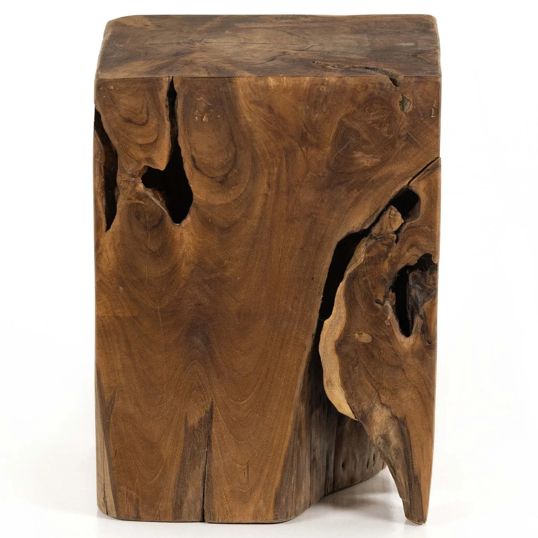 Santiago Square Outdoor Stool - Brown, Teak Wood