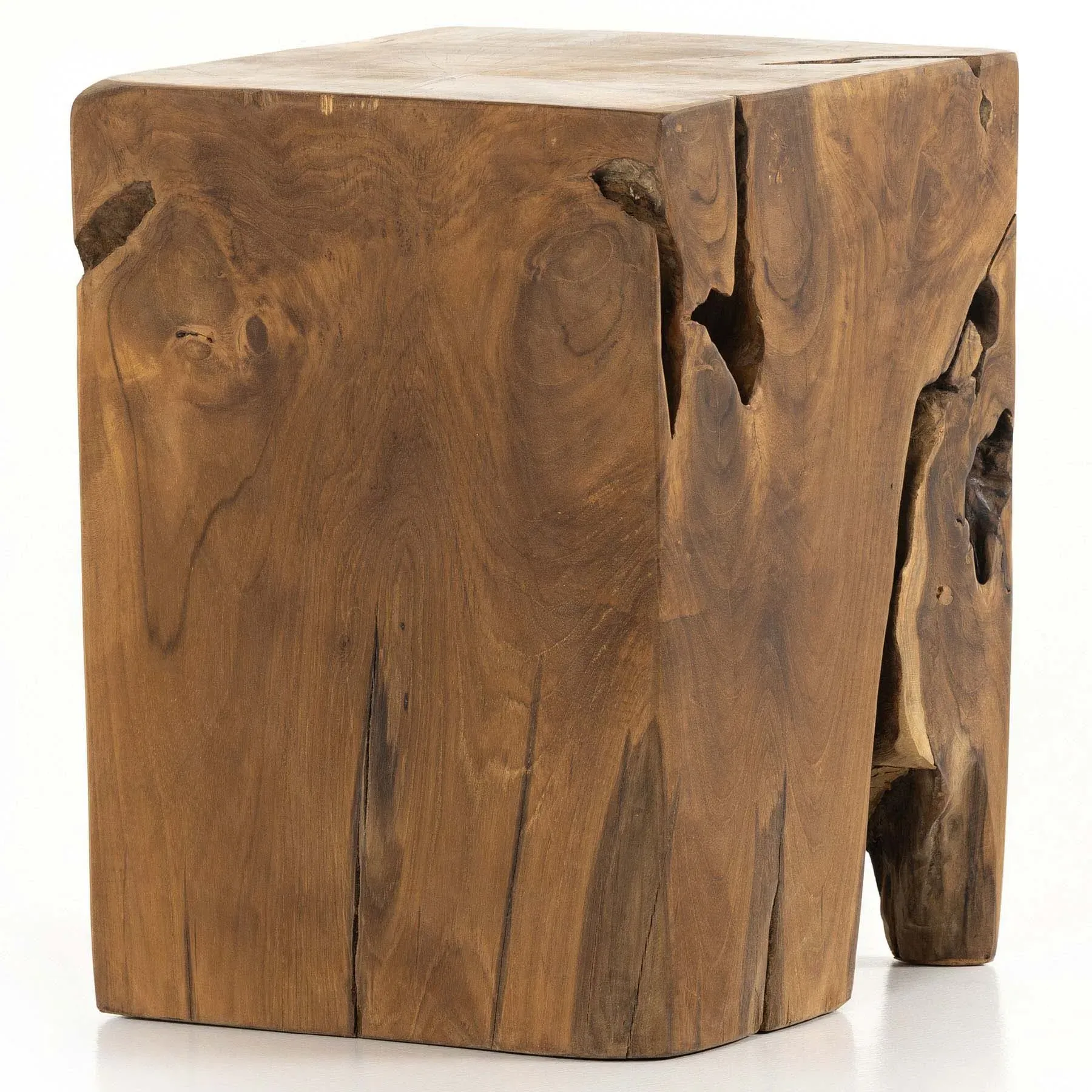 Santiago Square Outdoor Stool - Brown, Teak Wood