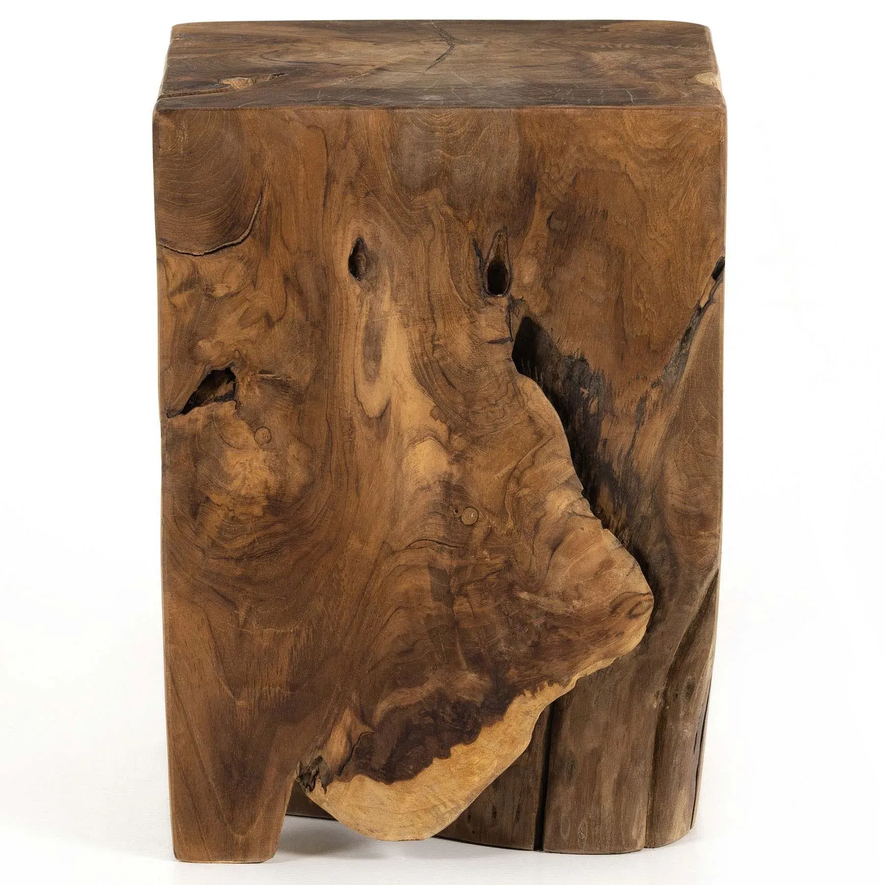 Santiago Square Outdoor Stool - Brown, Teak Wood