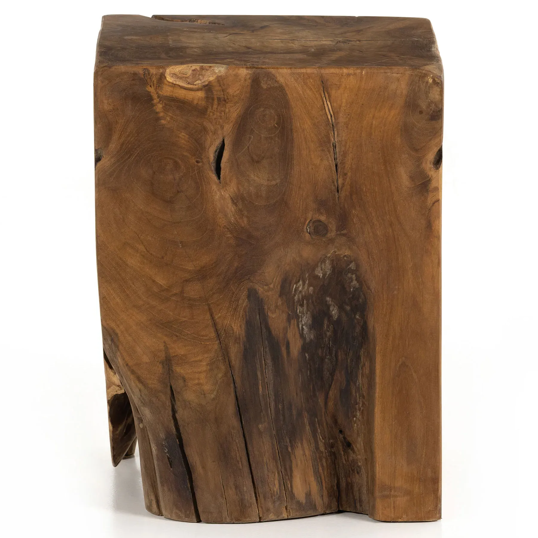 Santiago Square Outdoor Stool - Brown, Teak Wood