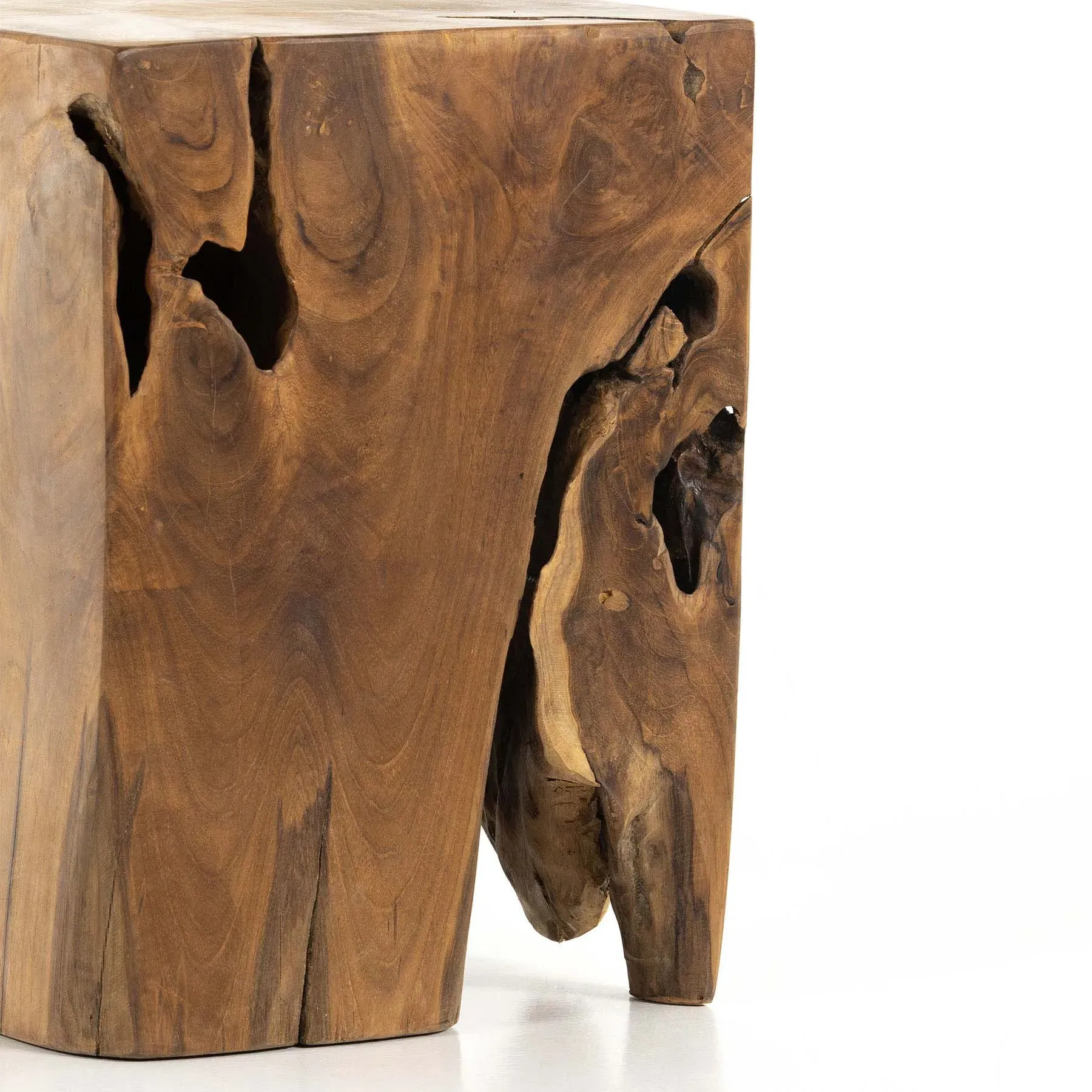 Santiago Square Outdoor Stool - Brown, Teak Wood