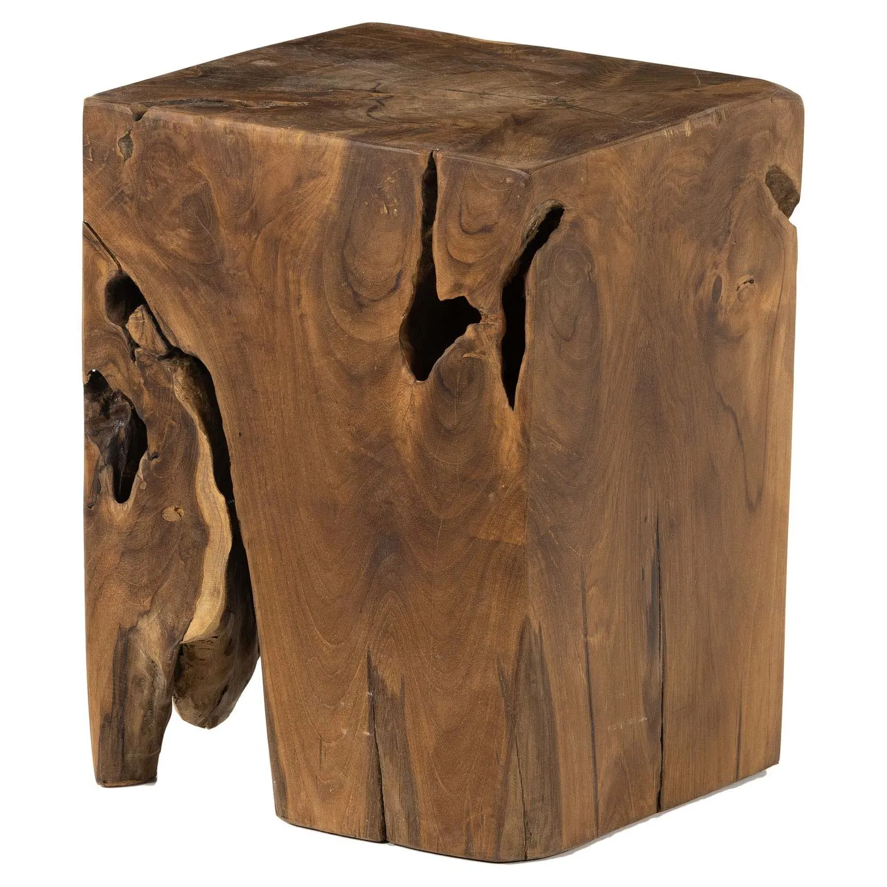 Santiago Square Outdoor Stool - Brown, Teak Wood image