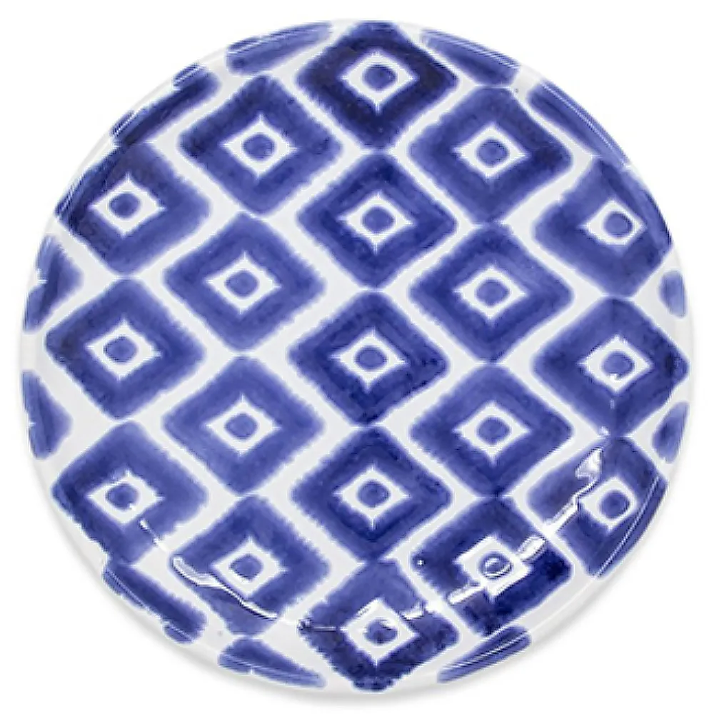 Santorini 4 Piece Cocktail Plates - Blue, Ceramic