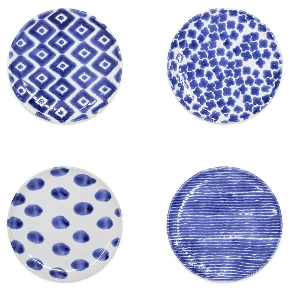 Santorini 4 Piece Cocktail Plates - Blue, Ceramic image