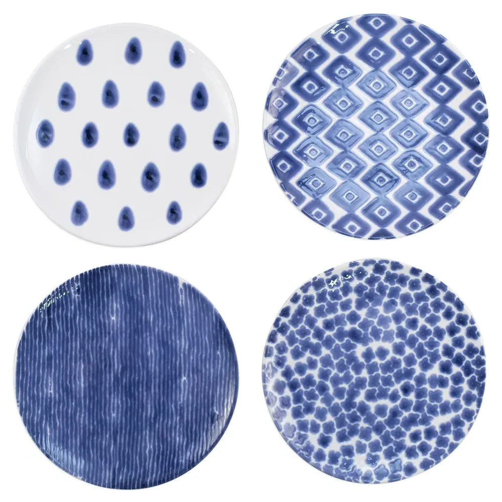 Santorini 4 Piece Serving Bowls - Blue, Ceramic