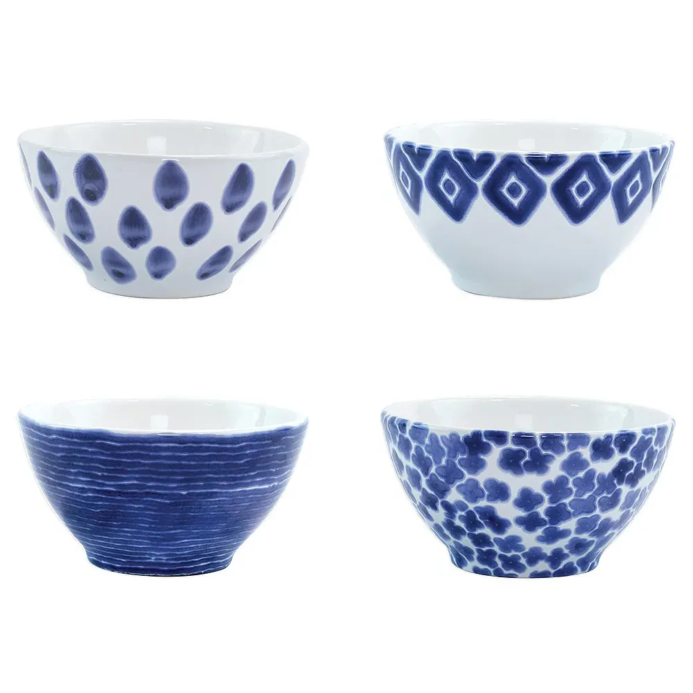 Santorini Cereal Bowls Set of 4 - Blue, Ceramic