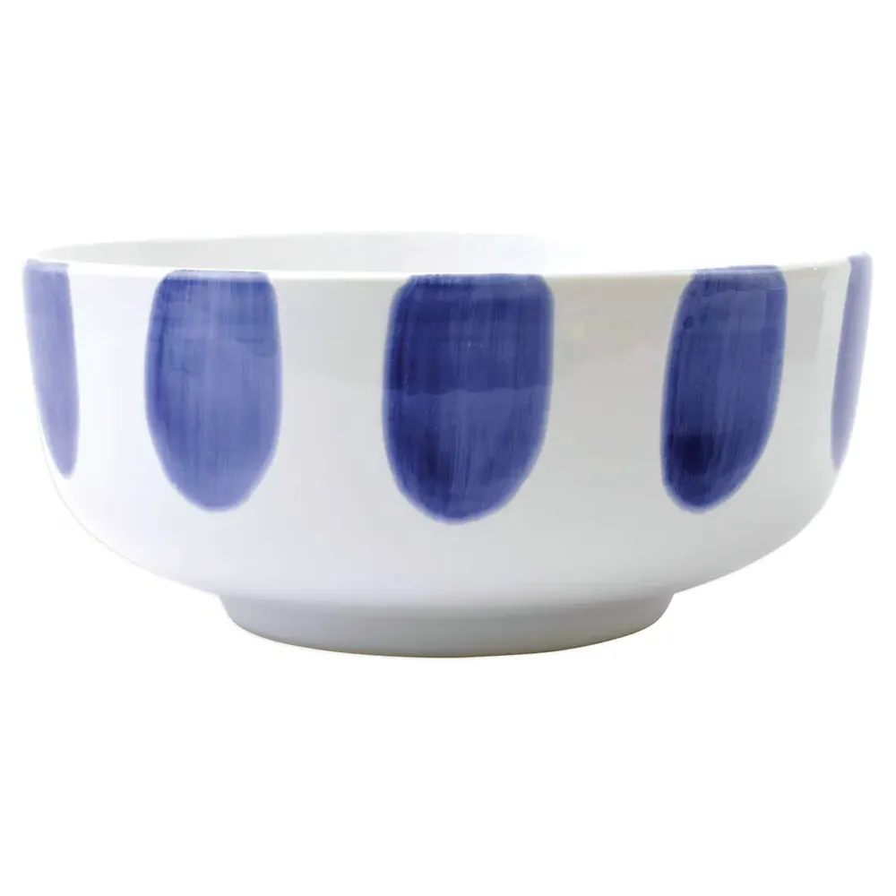 Santorini Footed Serving Bowl - Blue, Ceramic