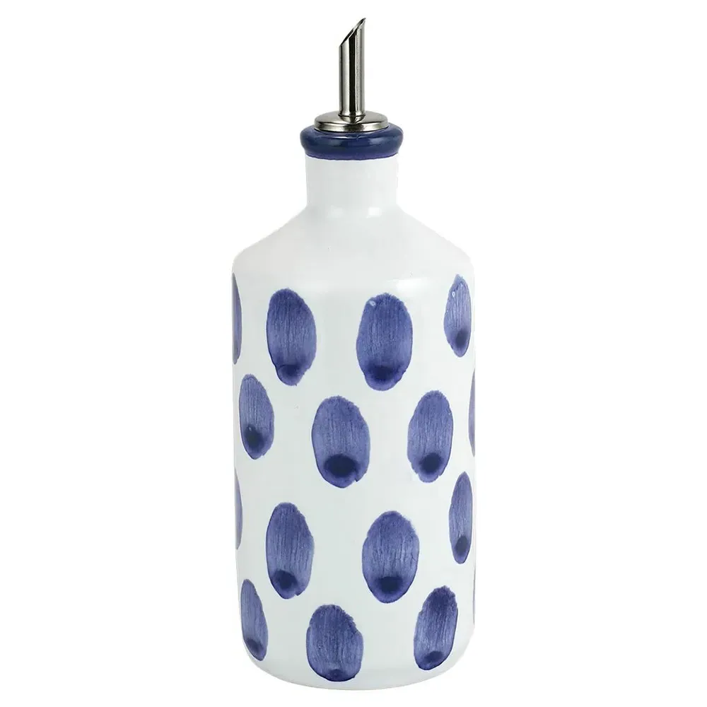 Santorini Olive Oil Bottle - Blue, Ceramic