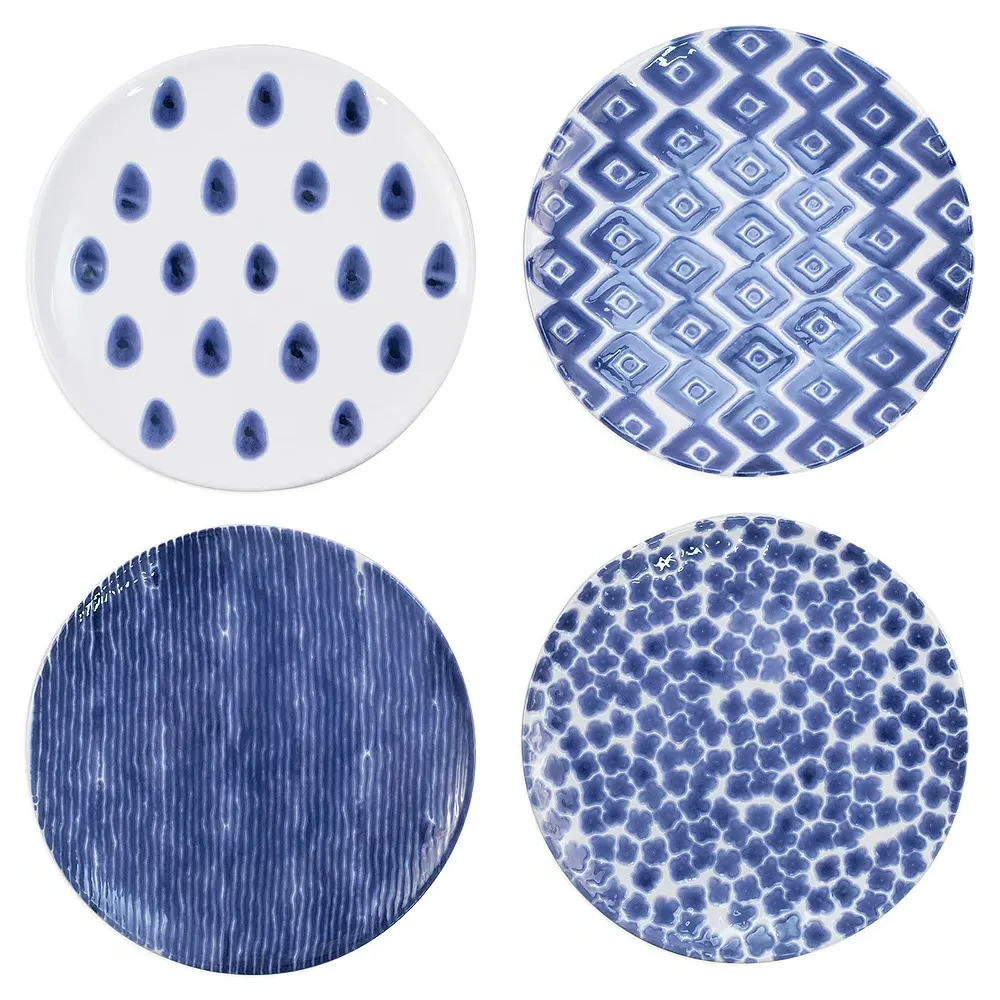Santorini Salad Plates Set of 4 - Blue, Ceramic