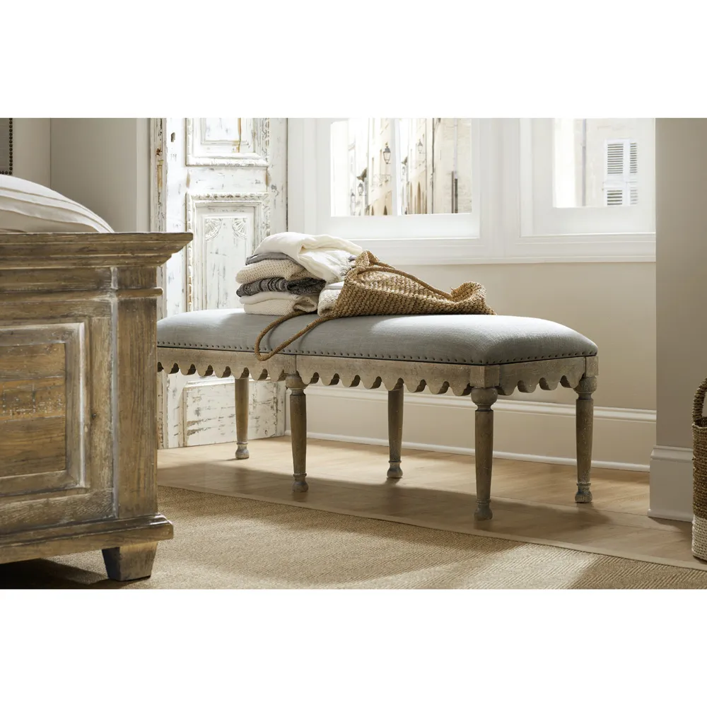 Sara Upholstered Bedroom Bench - Grey, Wood