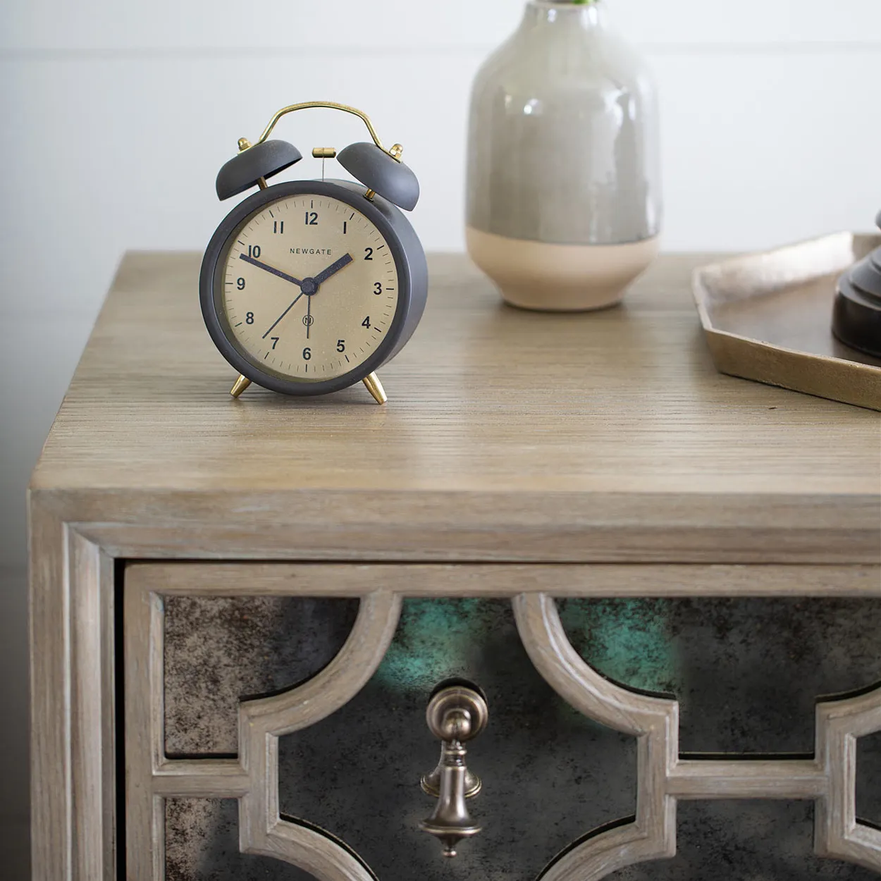 Sarabeth Nightstand with Mirrored Drawers - Brown, Wood