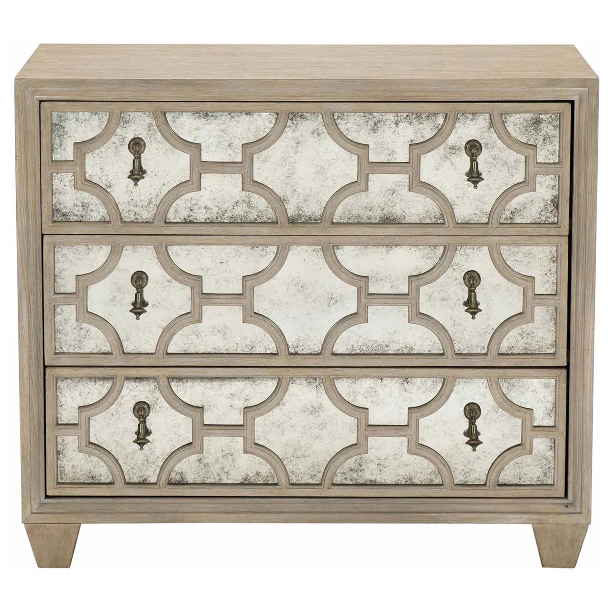 Sarabeth Nightstand with Mirrored Drawers - Brown, Wood image