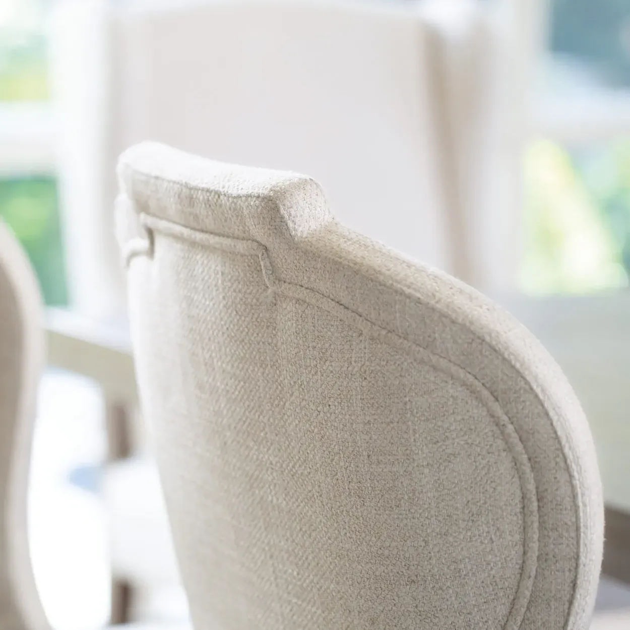 Sarabeth Rounded Dining Arm Chair - Beige, Wood