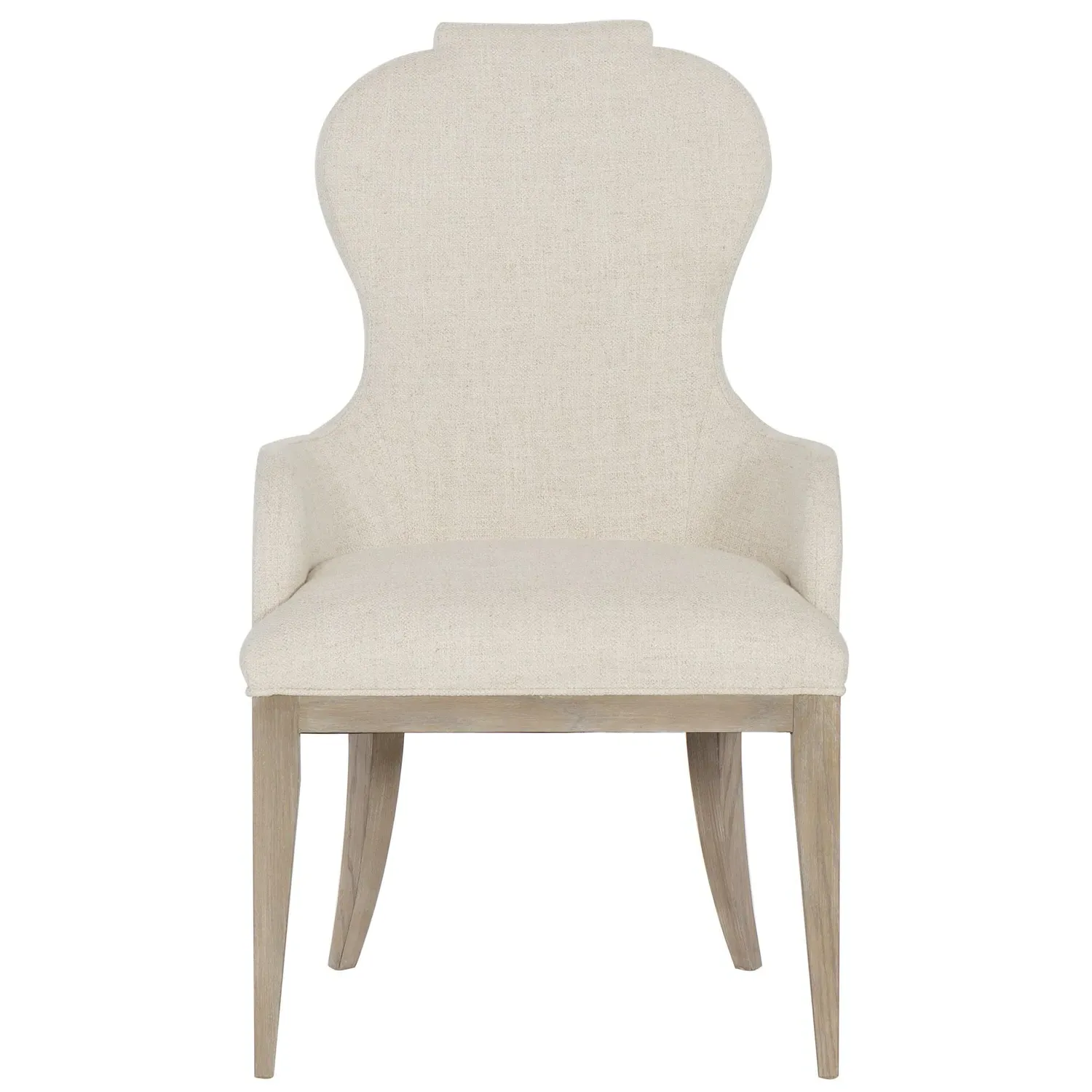 Sarabeth Rounded Dining Arm Chair - Beige, Wood