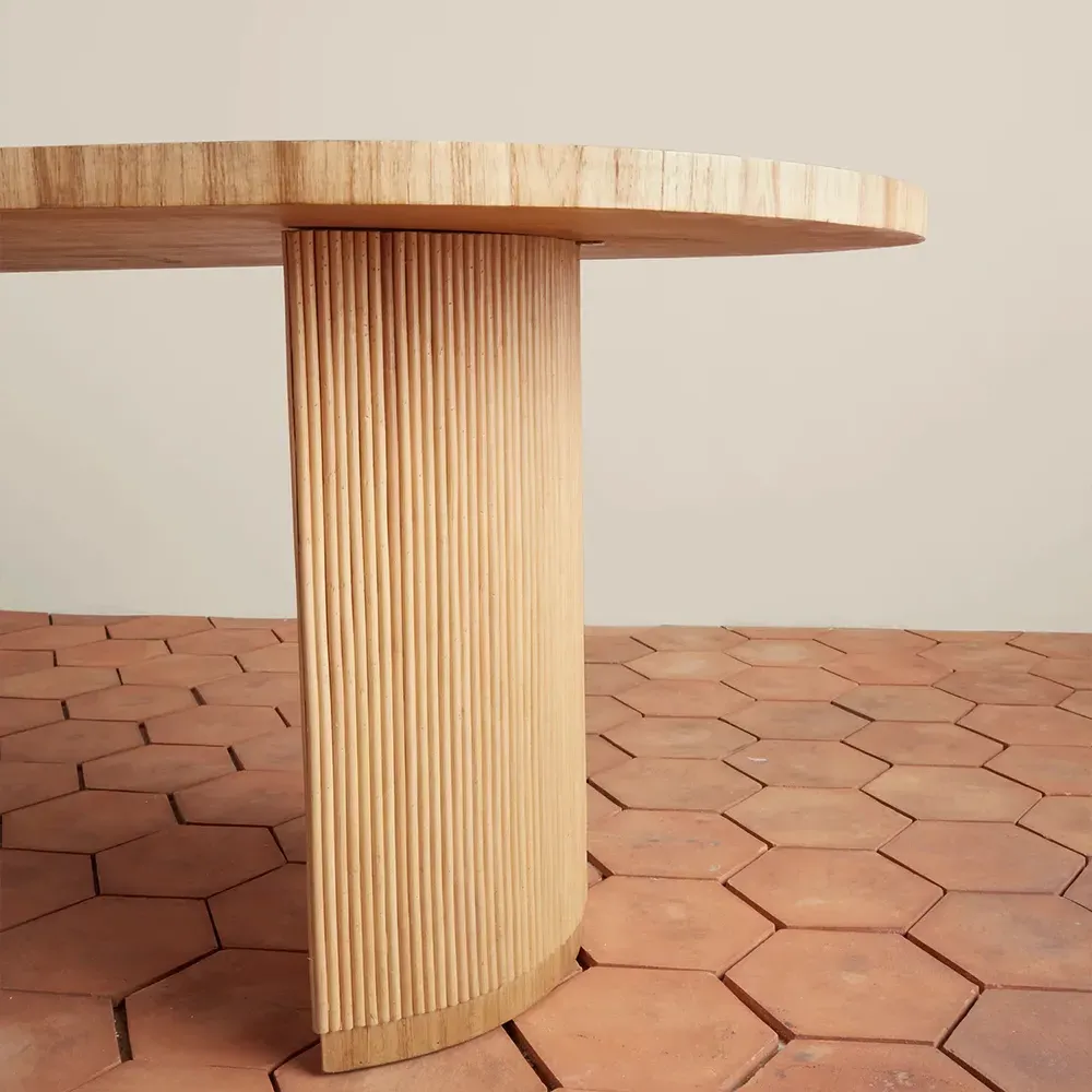 Sarah Racetrack Oval Dining Table - Brown, Rattan