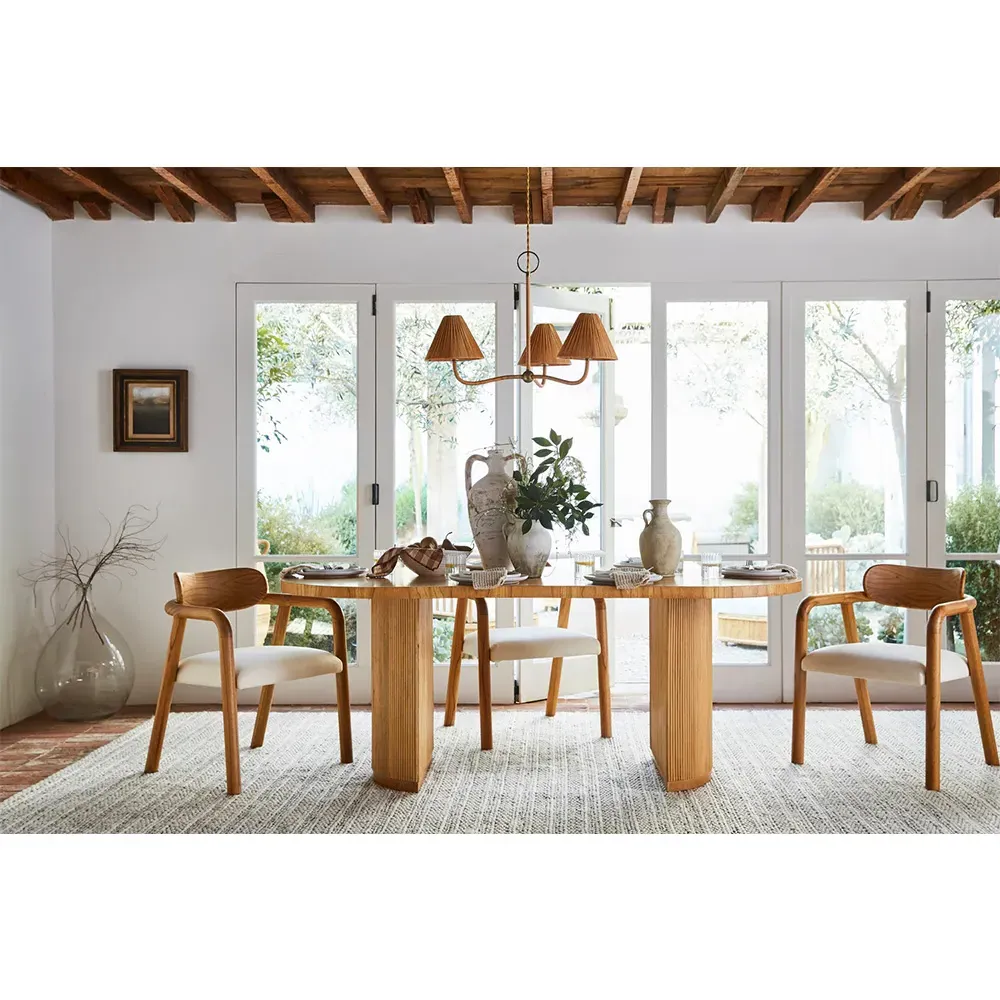 Sarah Racetrack Oval Dining Table - Brown, Rattan