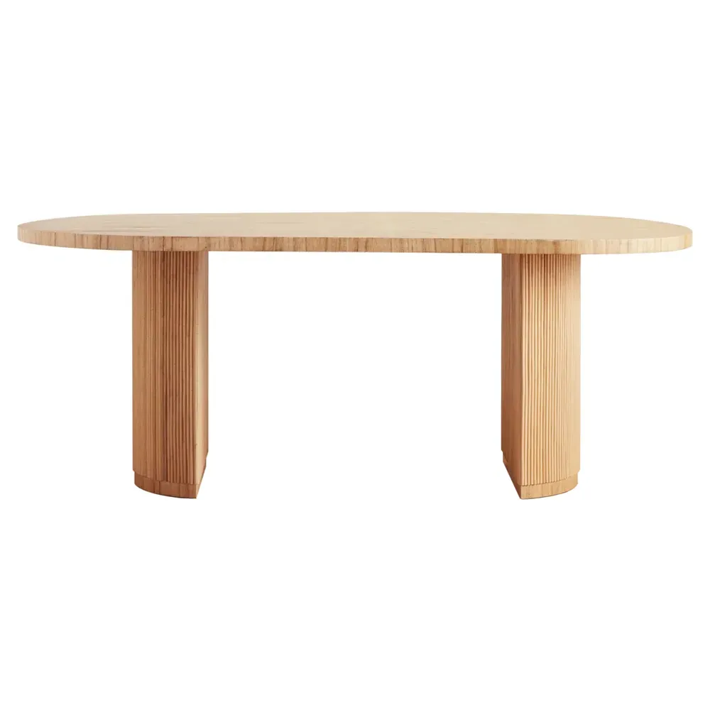 Sarah Racetrack Oval Dining Table - Brown, Rattan