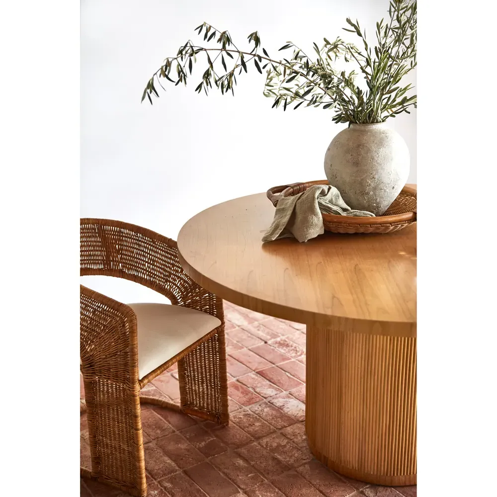 Sarah Round Dining Table - Brown, Rattan