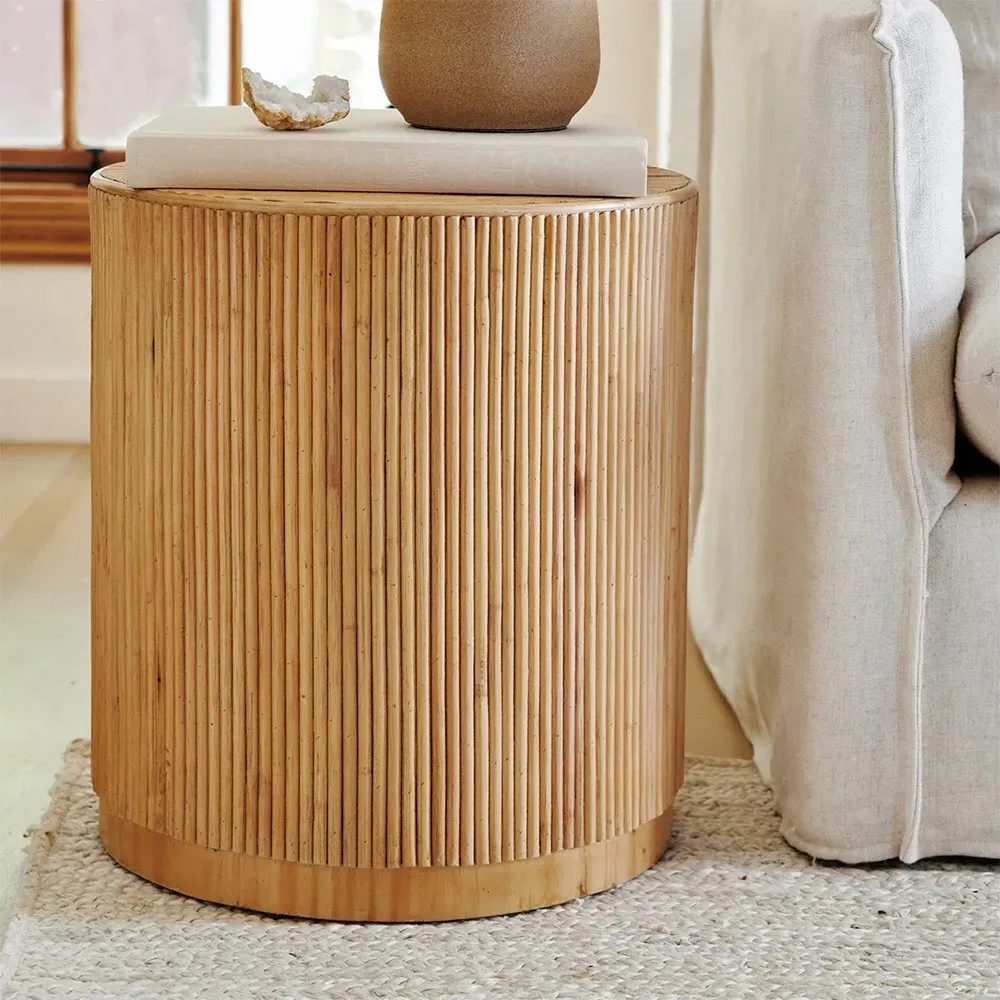 Sarah Round Side Table - Brown, Rattan