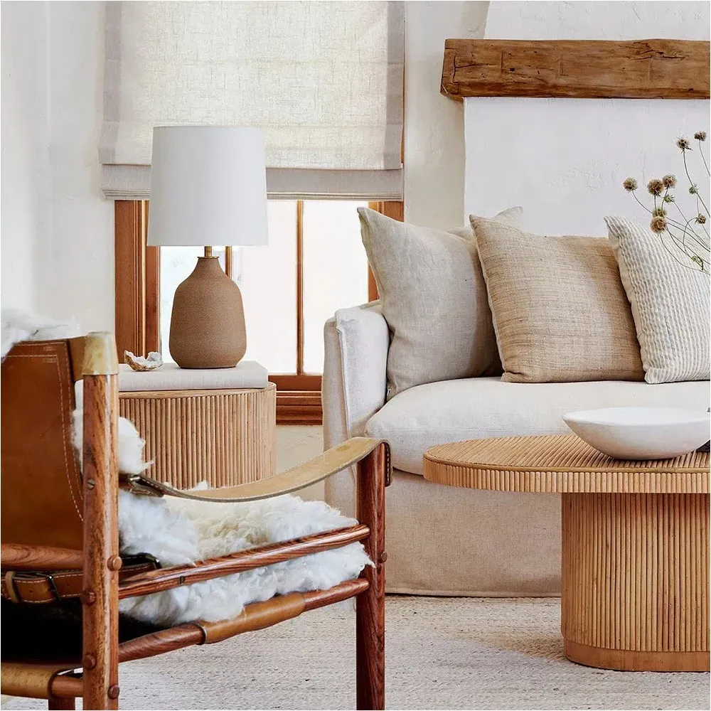 Sarah Round Side Table - Brown, Rattan