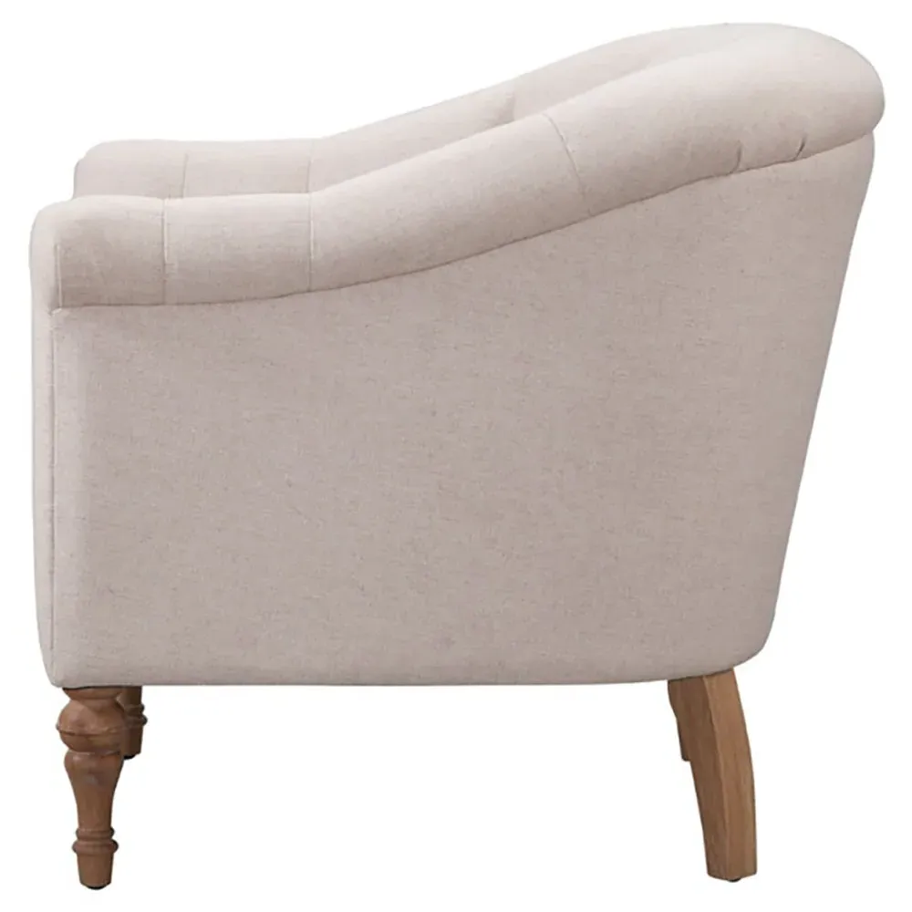 Sarah Tufted Arm Chair with Nailhead Trim - Cream