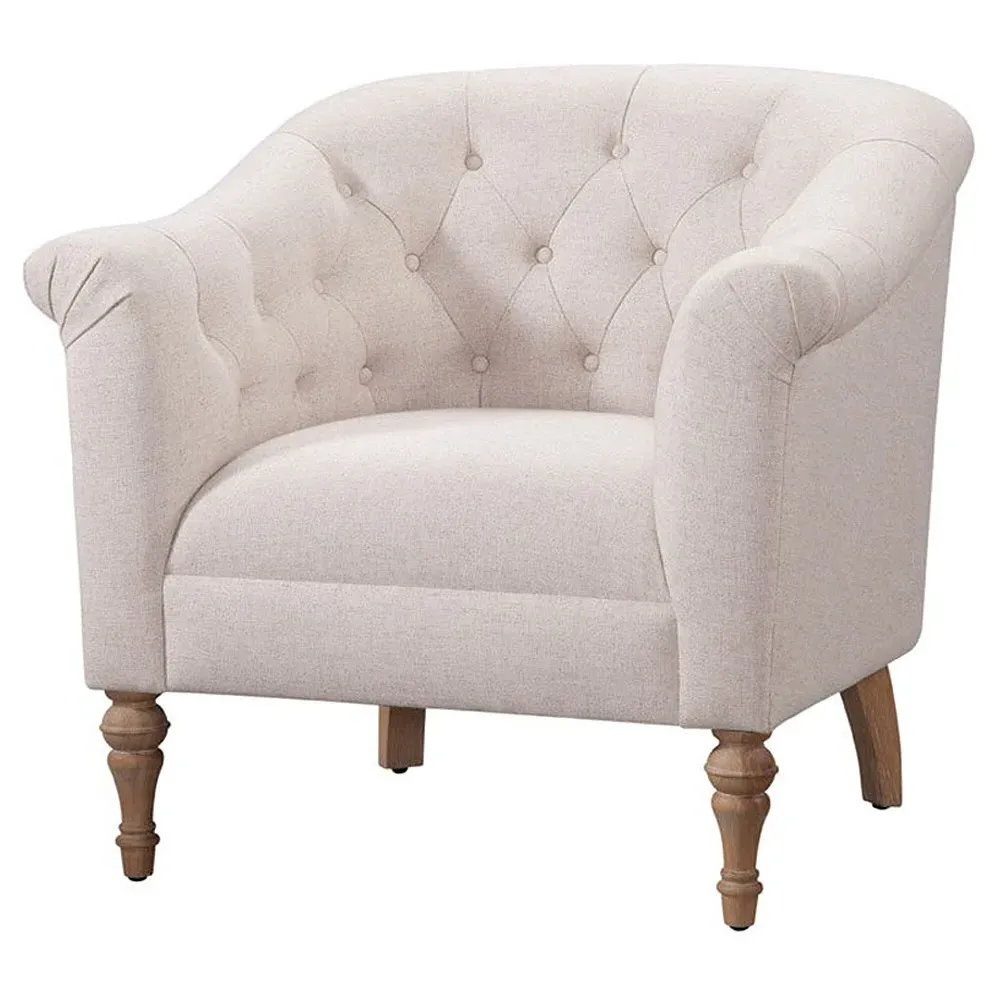 Sarah Tufted Arm Chair with Nailhead Trim - Cream image