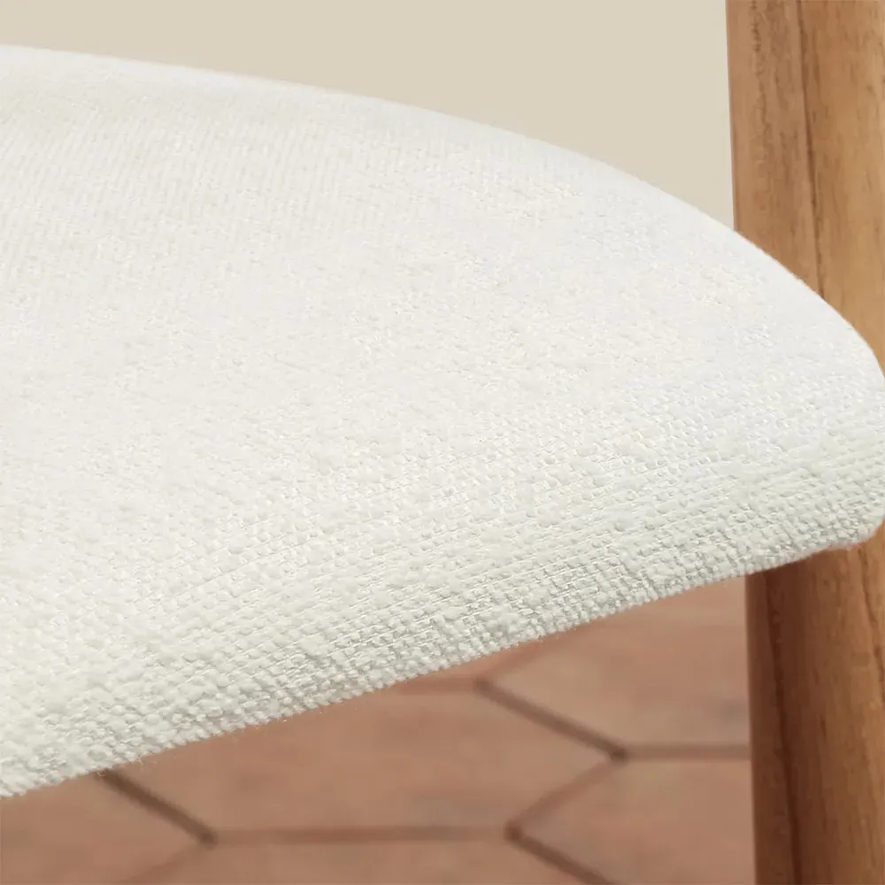 Sarah Upholstered Dining Chair - White, Boucle