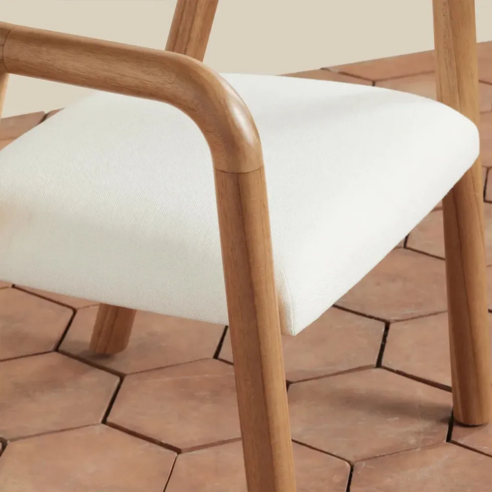 Sarah Upholstered Dining Chair - White, Linen