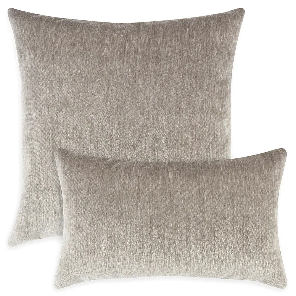 Sarah Velour Square Throw Pillow Indoor Outdoor - Pewter Grey