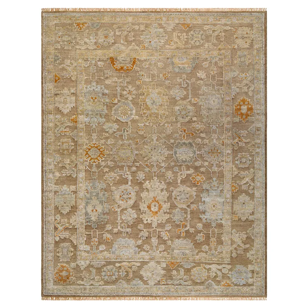 Saraya 6'x9' Oushak Hand Knotted Rug - Brown, Wool